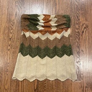 Alexa Mackenzie multi-colored and gold metallic thread tube top size large